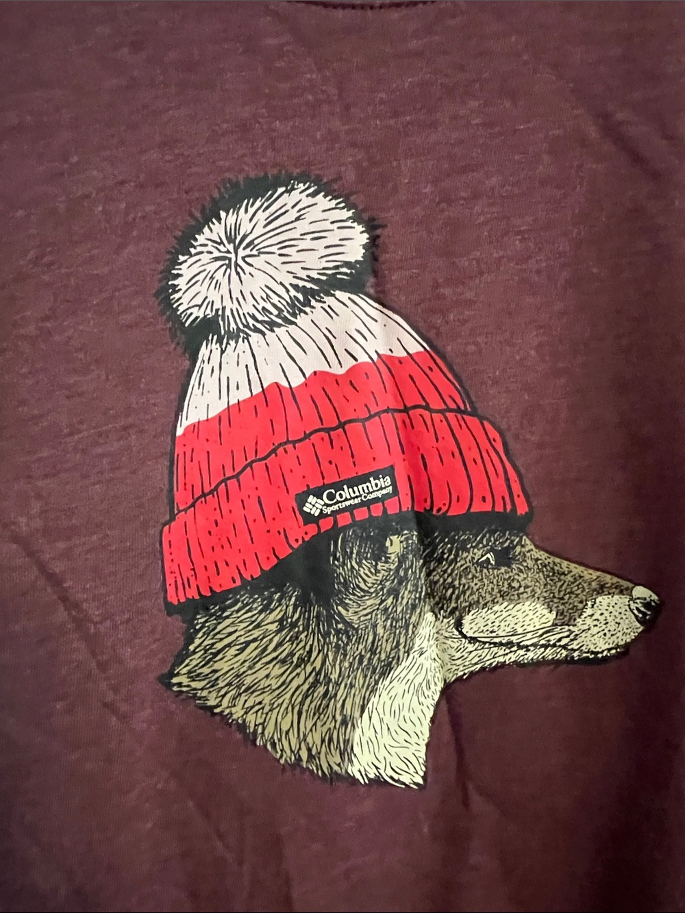 Columbia Maroon Long-Sleeve Tee with Fox in Toque